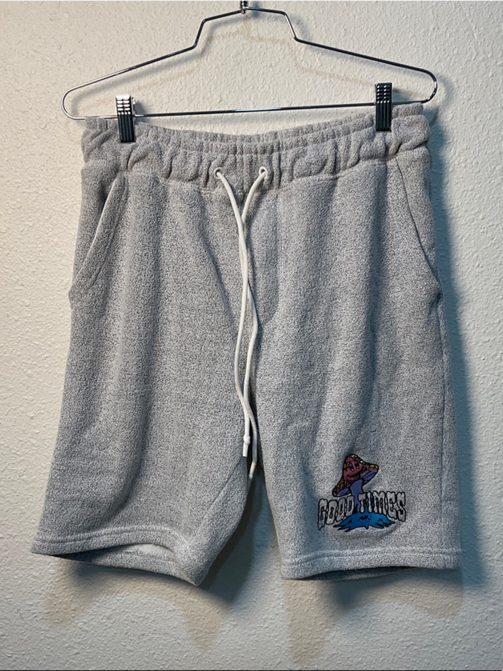 Dikotomy Good Times Mushroom Gray Terry Drawstring Men's Shorts